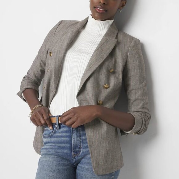 White House Black Market - Herringbone Studio Blazer- Size 0 - Picture 1 of 4